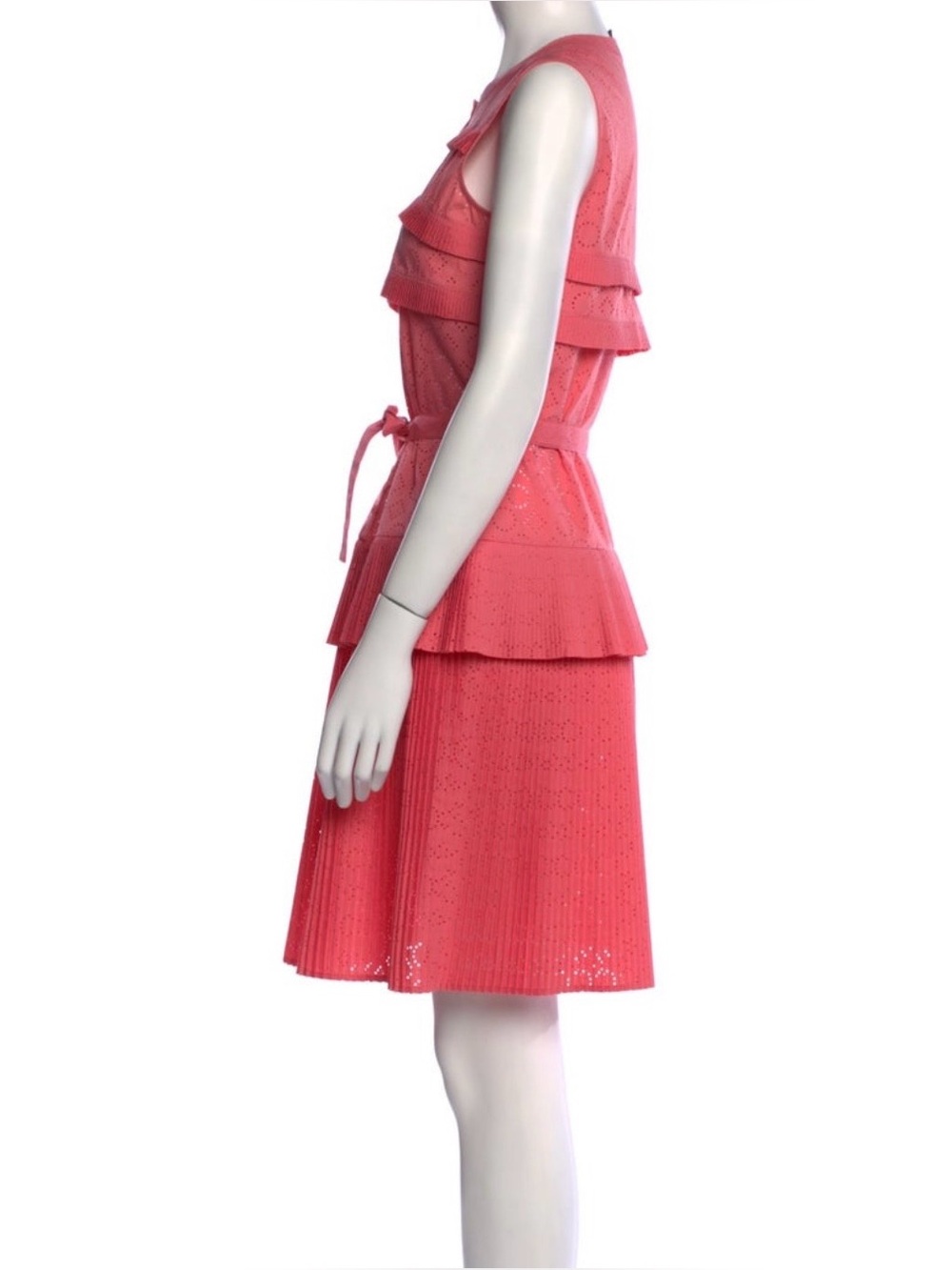 PAULE KA Coral Eyelet Belted Midi Dress - Picture 2 of 4